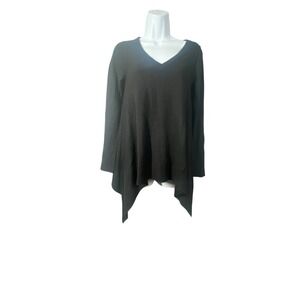 Aqua‎ Women's Cashmere Silk Wool Blend V-neck Pullover Black Sweater Size XS